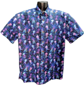 Jellyfish Hawaiian Shirt - Made in USA- 100% Cotton